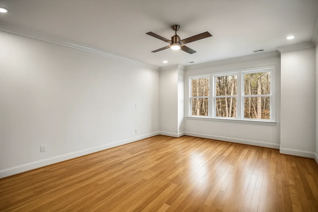 Modern Farmhouse home with white brick exterior, gable roof, and transitional architectural design
