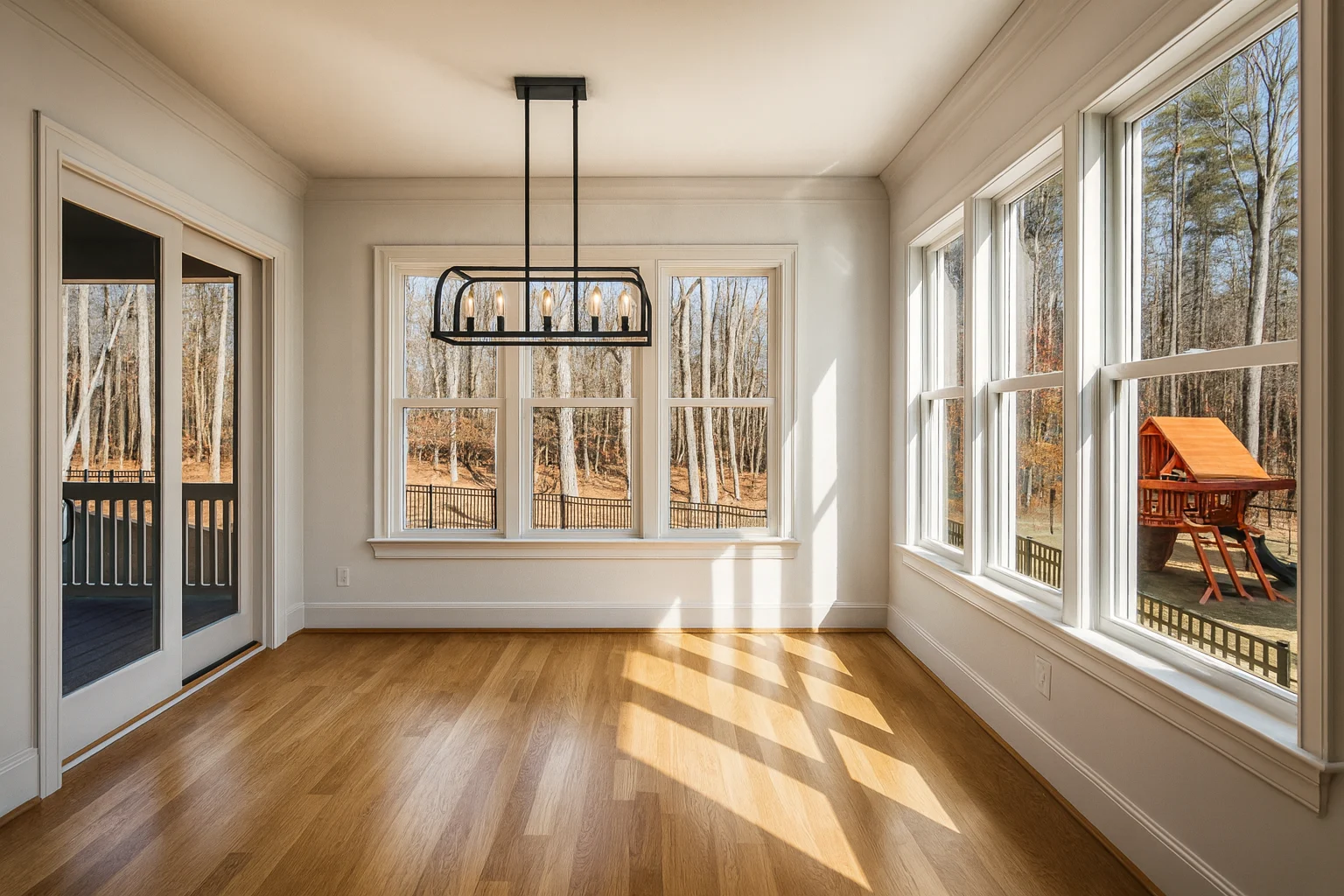 Modern Farmhouse home with white brick exterior, gable roof, and transitional architectural design