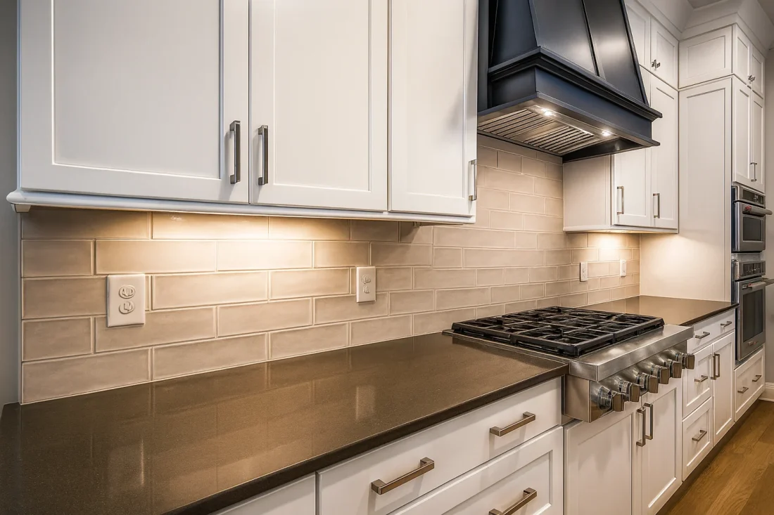 Modern Farmhouse home with white brick exterior, gable roof, and transitional architectural design