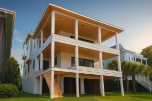 Modern Coastal House Plan with 3 Floors and Elevator-Ready CAD Designs