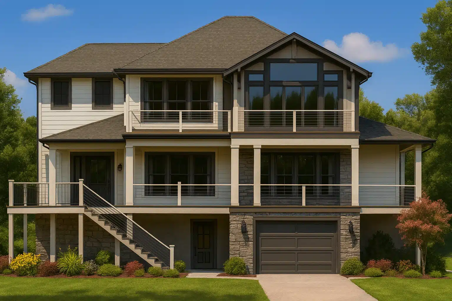 Modern Beach House Floor Plan with CAD Architecture Designs