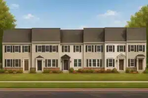 Traditional 7-Unit Townhome Floor Plan with Colonial Revival Design