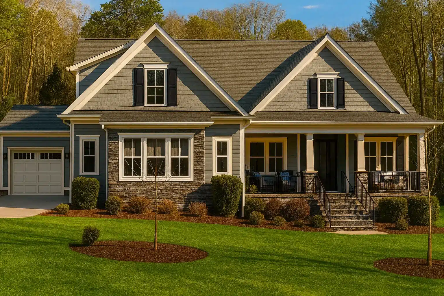 Craftsman-Style Home Plan with 1.5 Stories and Spacious Open Floor Layout