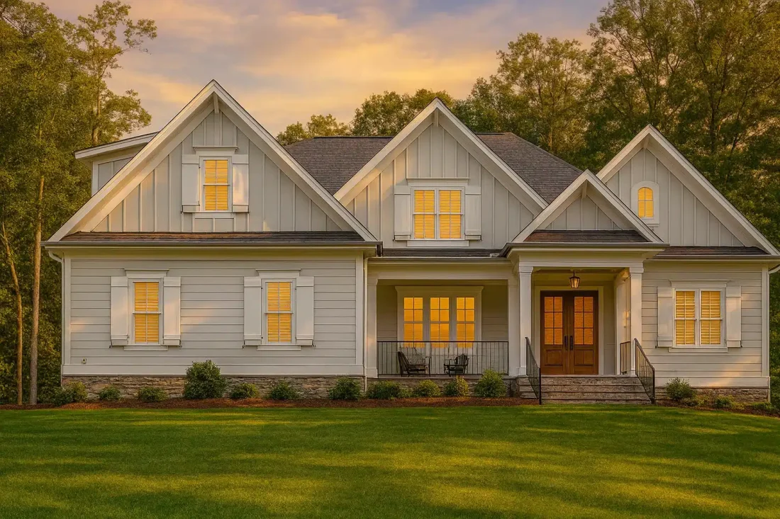 Custom Transitional Home Plan with 4 Bedrooms and Elegant Features