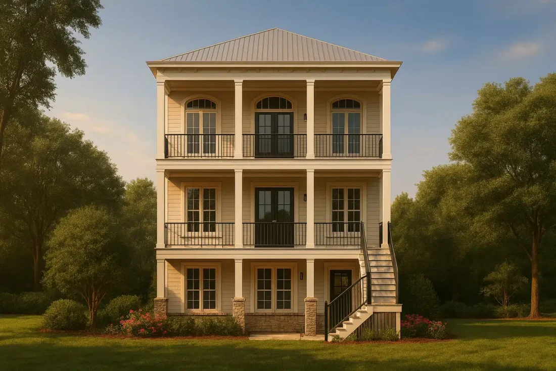 3-story beach-style house plan with 3,218 heated sq. ft.