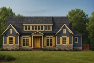 Colonial Farmhouse House Plans 14 4,488 sq. ft. 2-story house layout featuring 5 bedrooms