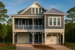Modern Coastal Home Floor Plan with 2 Stories & Open Layout