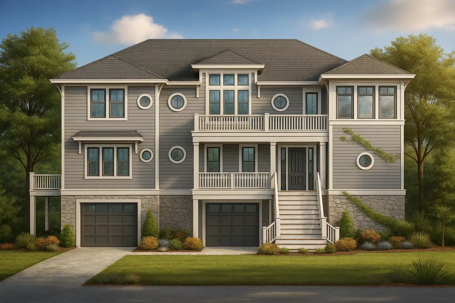 Coastal Home Plan with CAD Blueprint & Designs