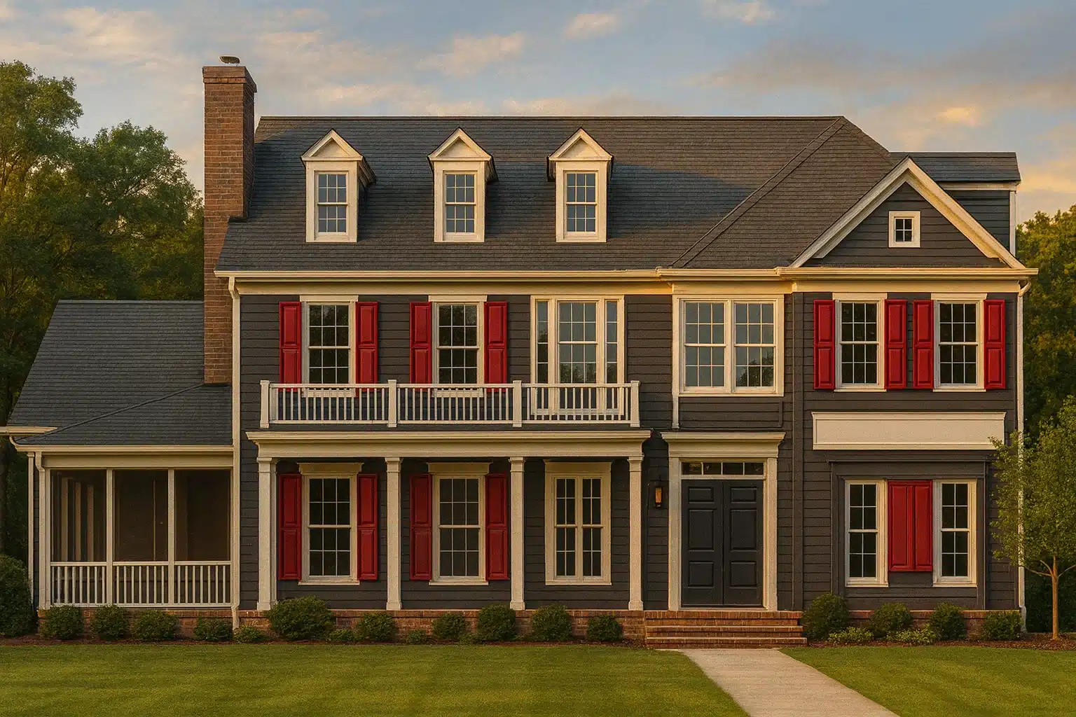 Colonial Revival Home Plan with 5 Bedrooms and 2 Floors