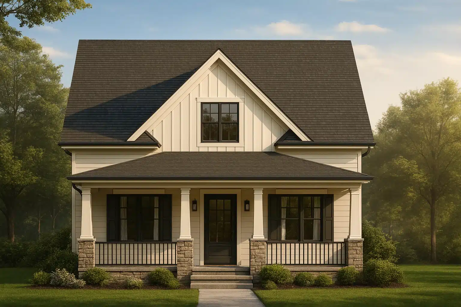 19-1441 HOUSE PLAN - Modern Craftsman House Plan with 2 Floors and Detached Garage