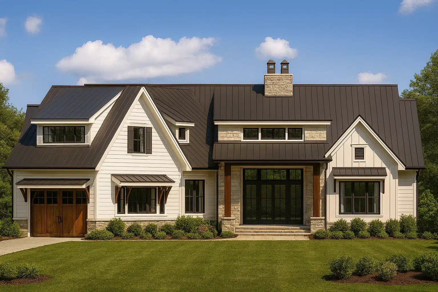 1.5-story home design features 3 bedrooms