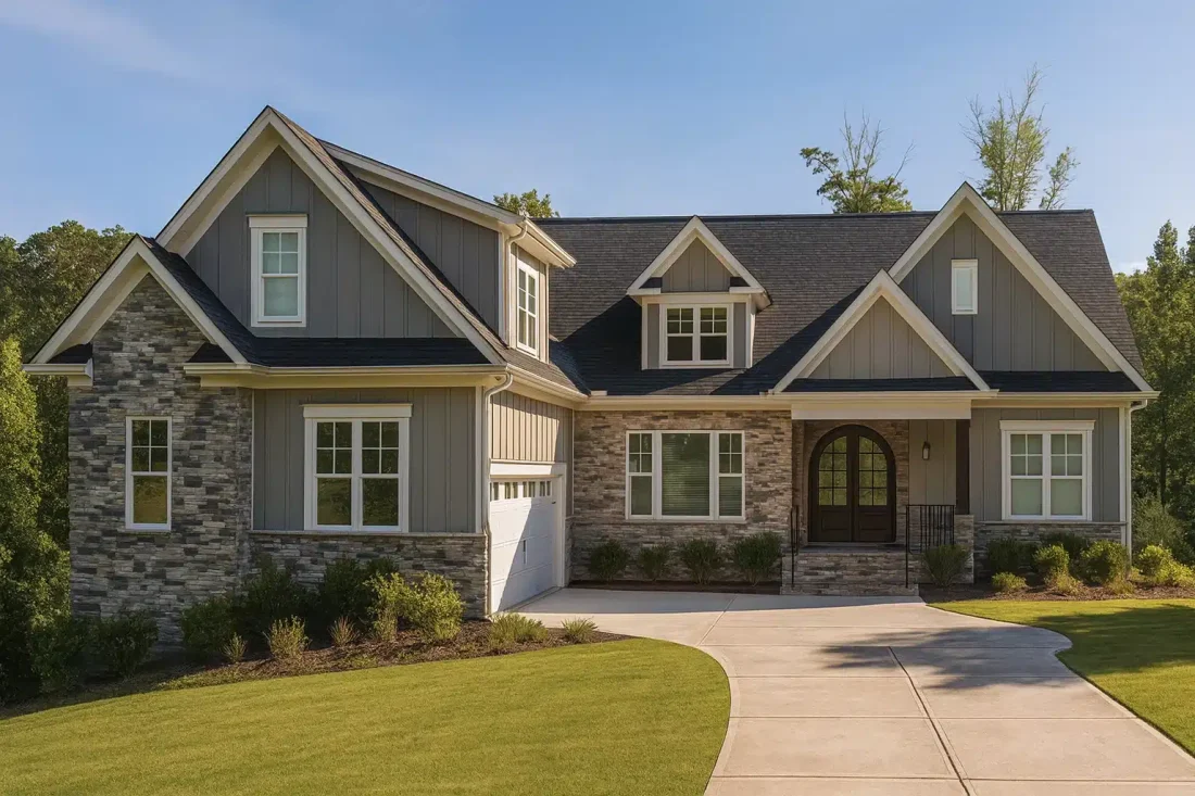 2,012 sq. ft. Craftsman-style home plan with 3 bedrooms, 2.5 baths