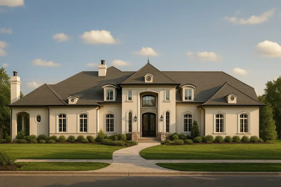 luxurious 5-bedroom, 2-story house plan with 5,829 heated sq. ft., 3-car garage