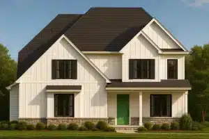 2,727 sq. ft. Farmhouse plan with 4 bedrooms, 2 stories
