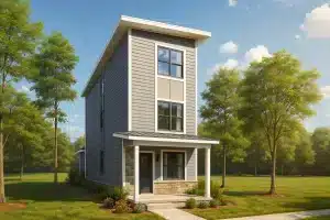 modern house plan with 1,855 heated sq. ft., 3 stories, 4 bedrooms