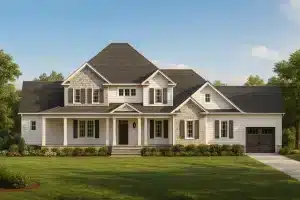 2-story, 3,609 sq. ft. country house plan with 4 bedrooms