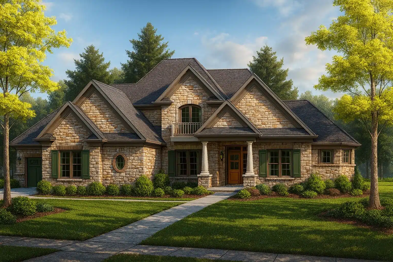 10-1525 HOUSE PLAN - Elegant House Plan with 2-Story Design and Detailed CAD Blueprint 1 2,874 sq. ft. house plan featuring 2 stories, 4 bedrooms, a 3-car garage