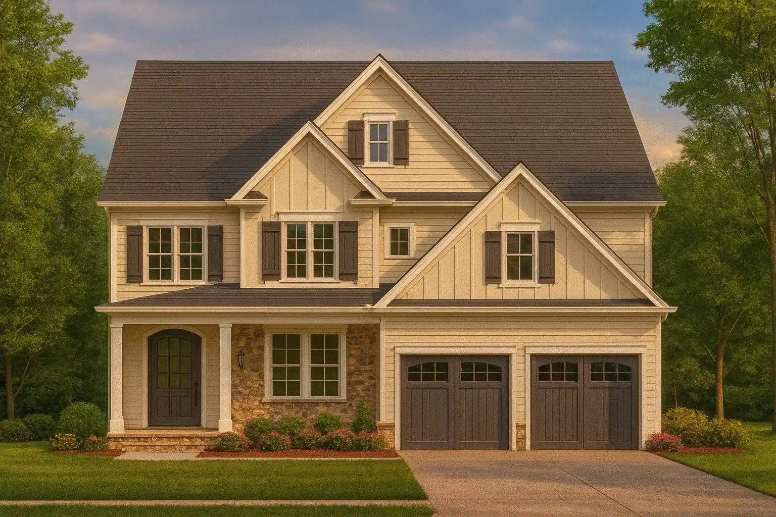 Elegant 3-Story Craftsman House Plan with Vaulted Ceilings & Open Layout