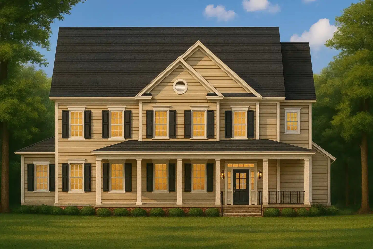 Country Farmhouse Plans 15 Elegant 2-Story Colonial House Plan with CAD Blueprints & PDF Files