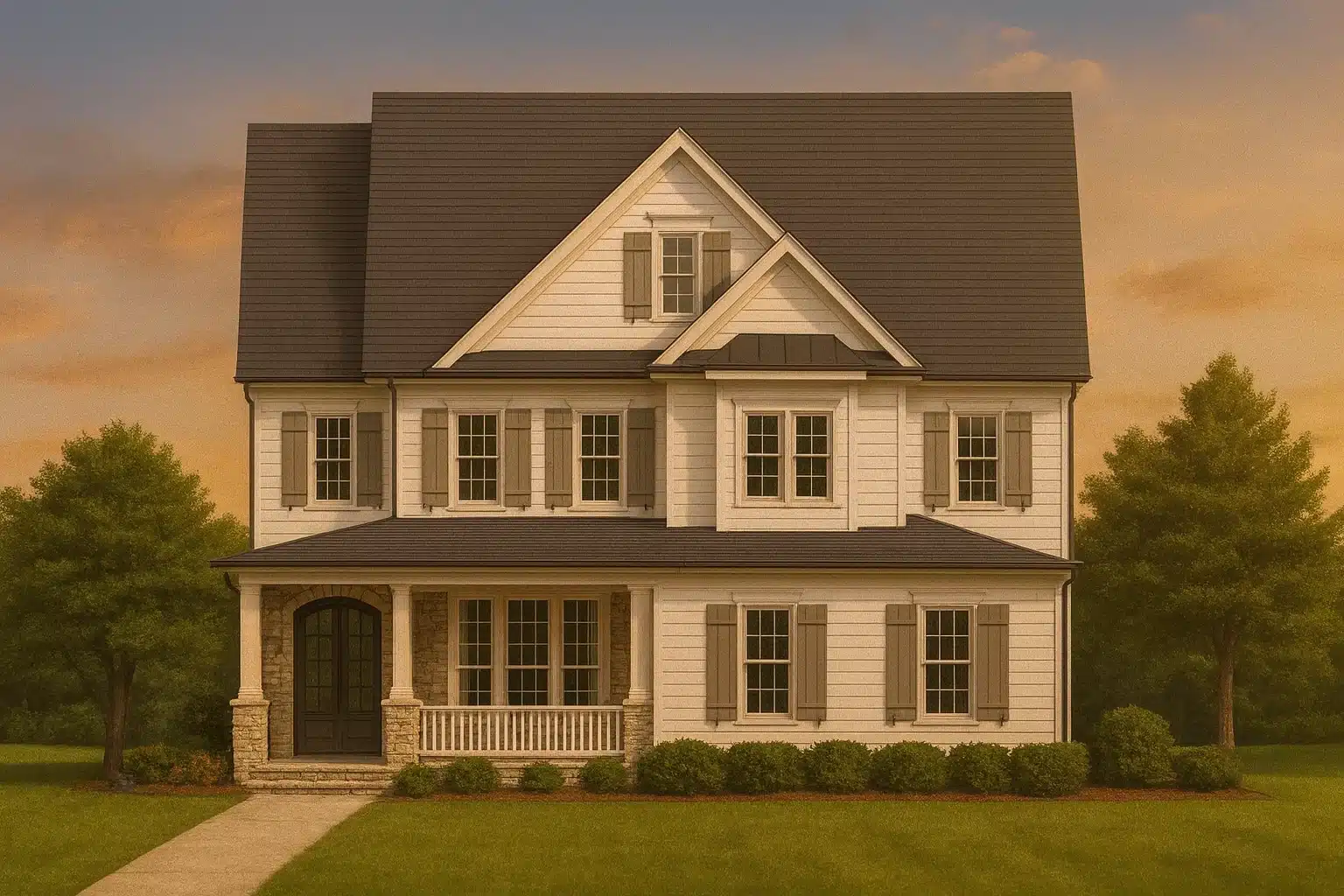 Three-Story Country Craftsman Home Blueprint with CAD Designs