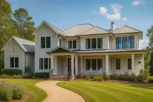 Elegant 2-Story House Plan with Coastal Architecture and CAD Blueprint