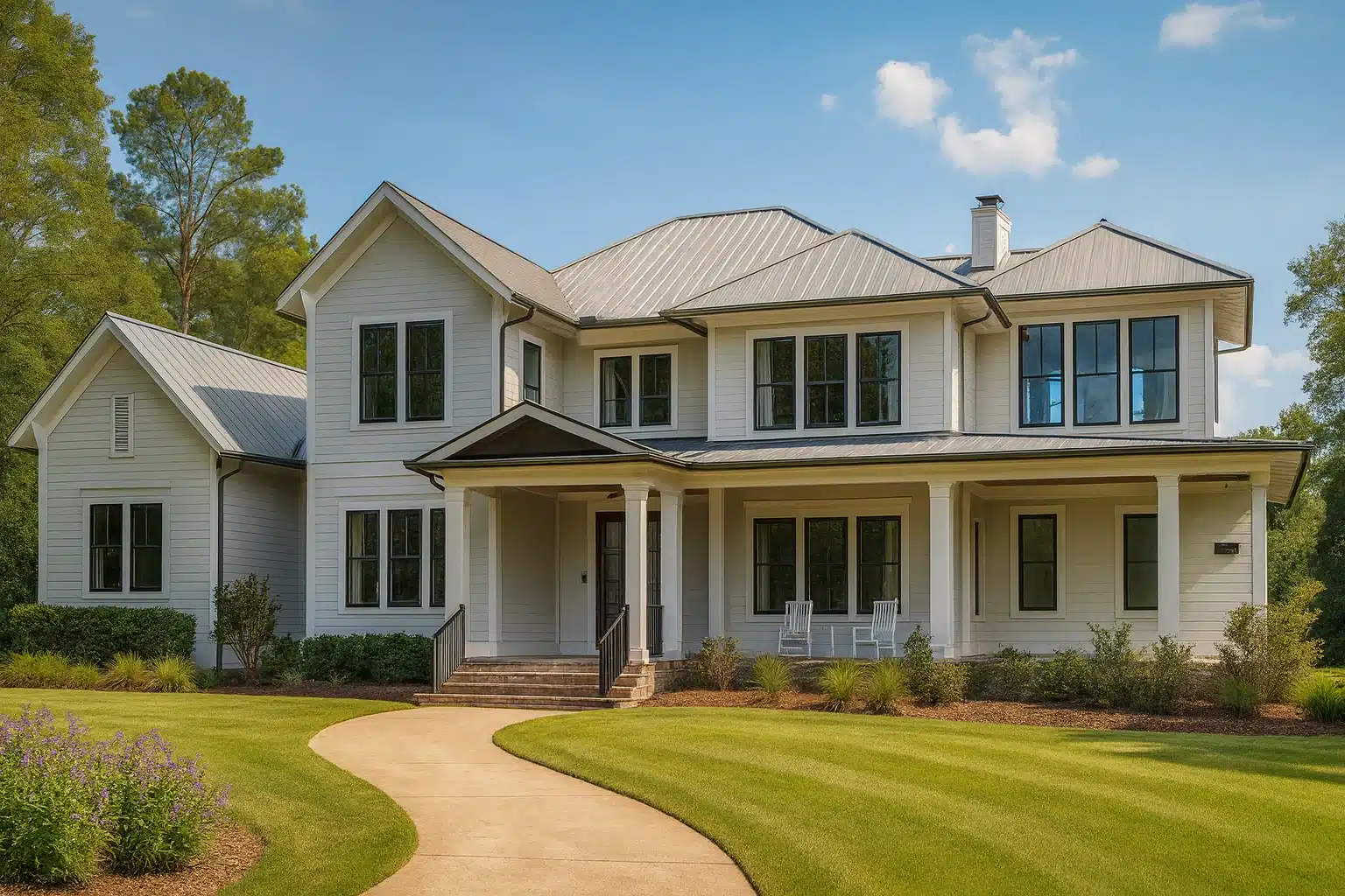 Elegant 2-Story House Plan with Coastal Architecture and CAD Blueprint