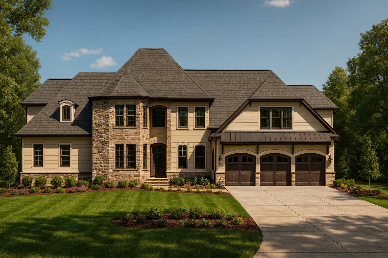 Custom Home Plan with 3 Beds, 3.5 Baths – French Elegance & Modern Function