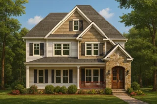 Custom Home Floor Plan with CAD Blueprints and Craftsman Design