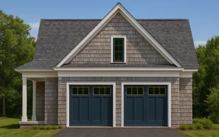 Plan  17-1717 - Mourn Manor |  Shingle Style Garage