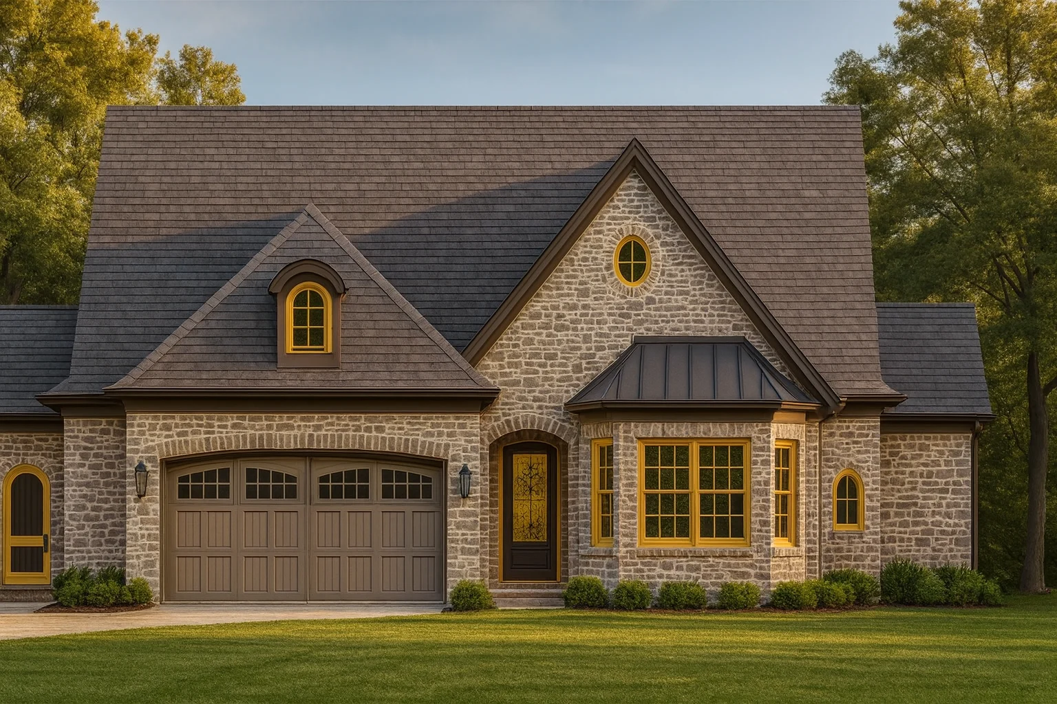 8-1777 HOUSE PLAN - Elegant 2-Story French Country House Plan with Vaulted Ceilings & CAD Blueprints