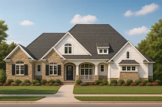 Stunning 2-Story Architectural House Plan with Vaulted Ceilings