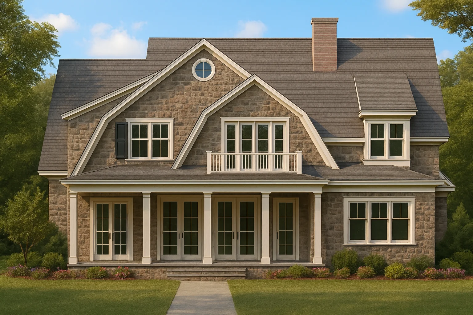 Modern Suburban House Plan with 5 Bedrooms and Vaulted Ceilings