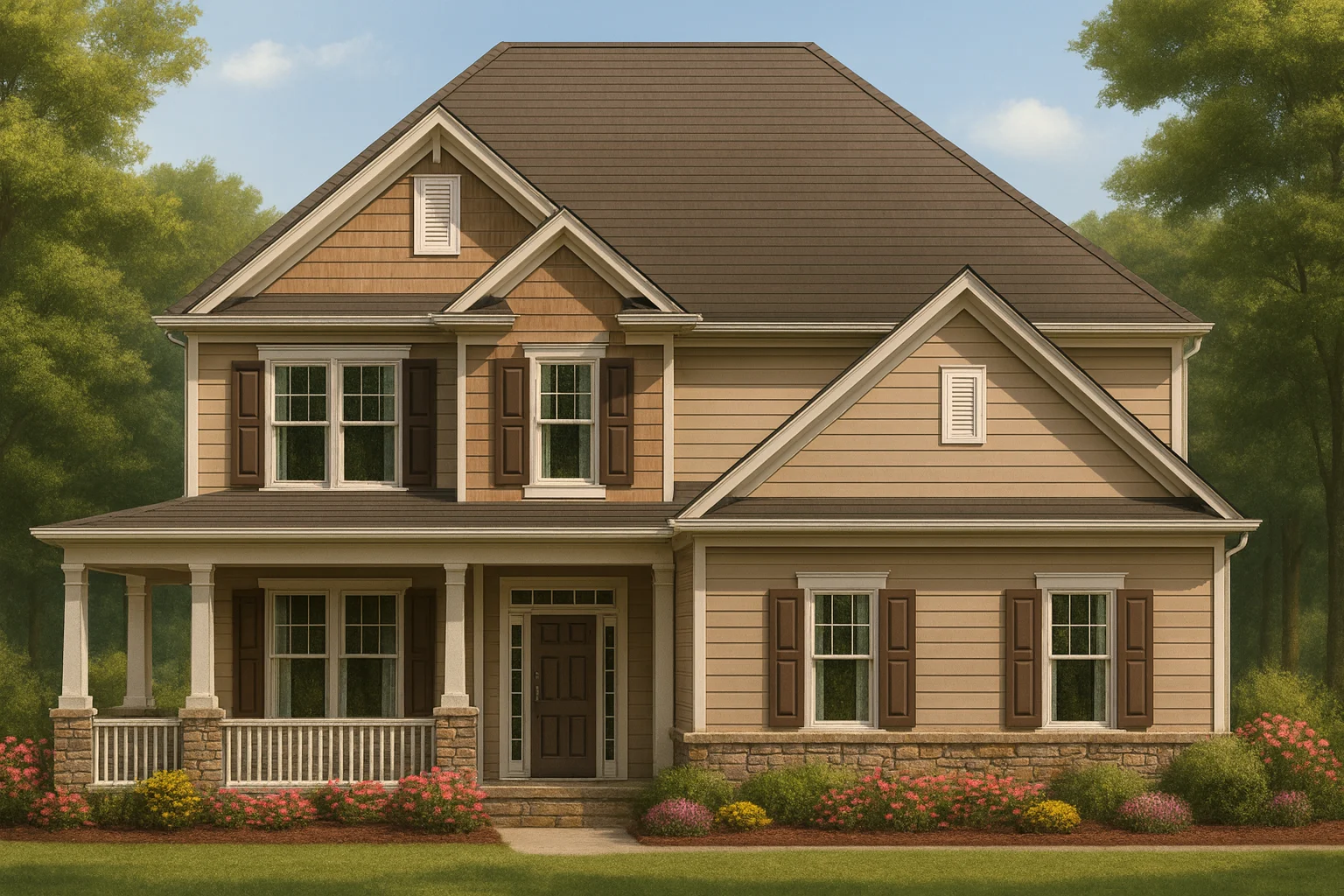 Country Farmhouse Plans 12 Traditional Craftsman Colonial Revival House Plan 2280 Sq Ft 4 Bed 2 Story With Cad Blueprints