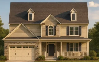 Plan  10-1584 - Auburn Knoll Chalet  | Traditional Colonial - 3-Bed, 2.5-Bath, 2,298 SF