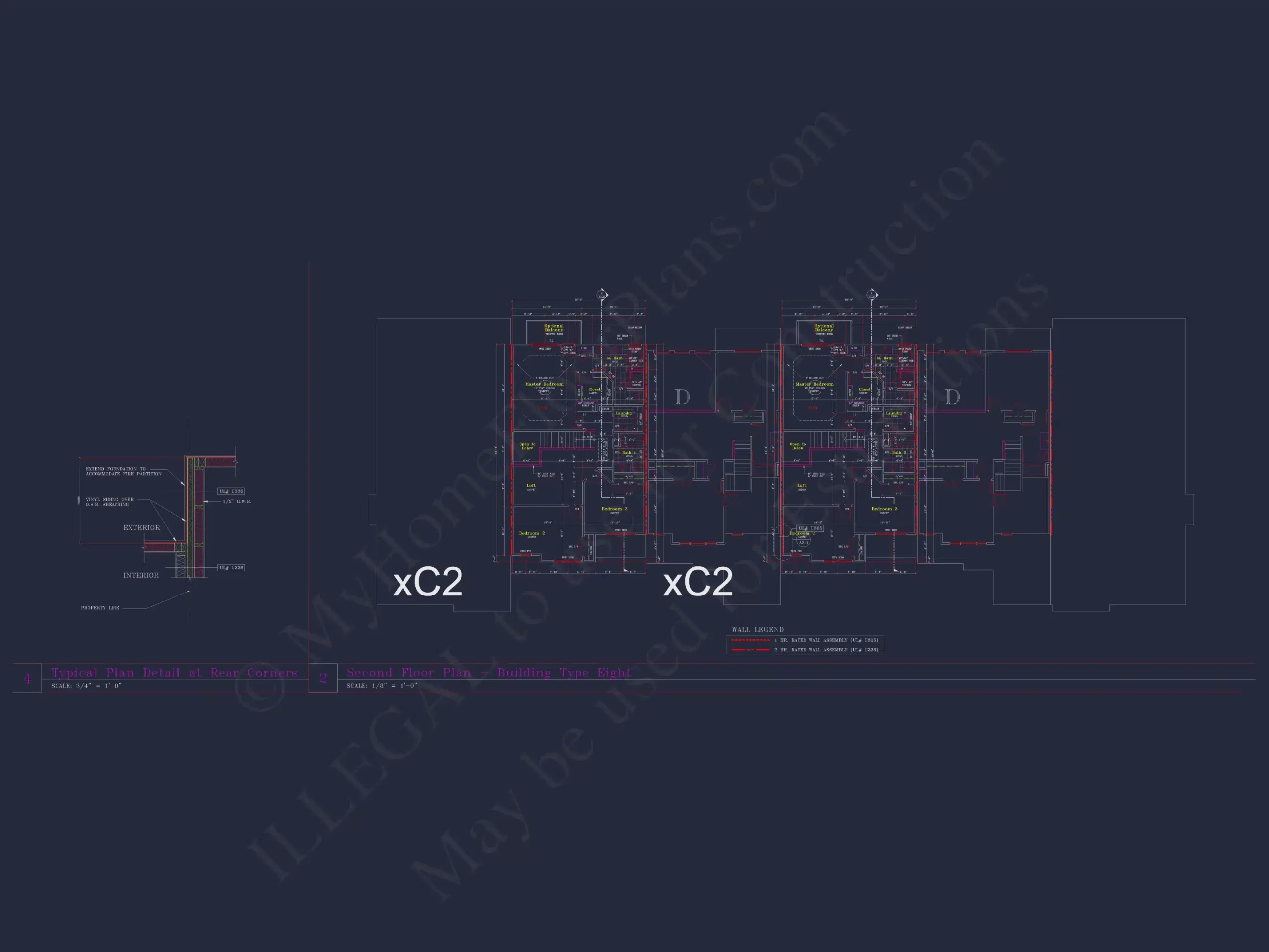 Traditional Suburban & Transitional Colonial Revival 6-Unit Townhome Plan featuring stone and siding exterior • 3 bed • 2.5 bath • 2,100 SF per unit. Open-concept layout, 2-car garages, covered entries, and timeless curb appeal. Includes CAD + PDF files, structural engineering, and an unlimited build license — perfect