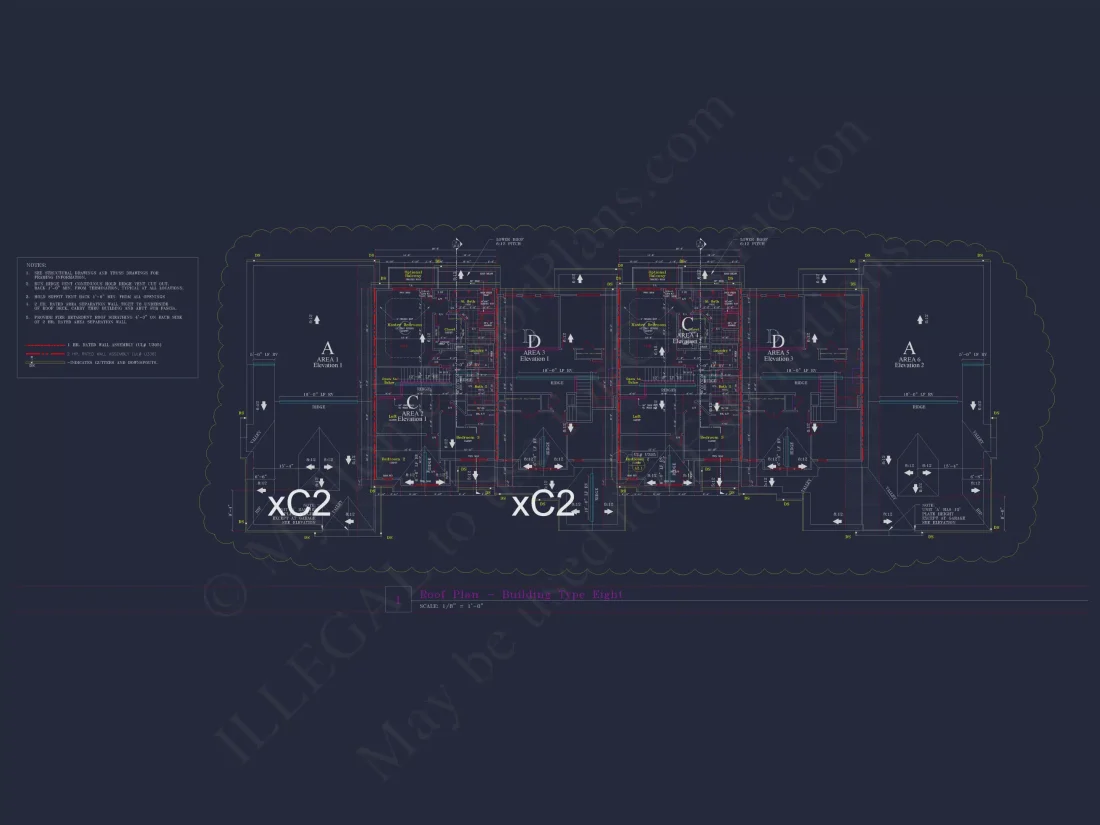 Traditional Suburban & Transitional Colonial Revival 6-Unit Townhome Plan featuring stone and siding exterior • 3 bed • 2.5 bath • 2,100 SF per unit. Open-concept layout, 2-car garages, covered entries, and timeless curb appeal. Includes CAD + PDF files, structural engineering, and an unlimited build license — perfect