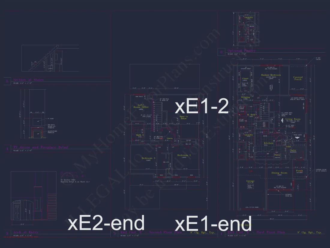 Traditional Suburban & Transitional Colonial Revival 6-Unit Townhome Plan featuring stone and siding exterior • 3 bed • 2.5 bath • 2,100 SF per unit. Open-concept layout, 2-car garages, covered entries, and timeless curb appeal. Includes CAD + PDF files, structural engineering, and an unlimited build license — perfect