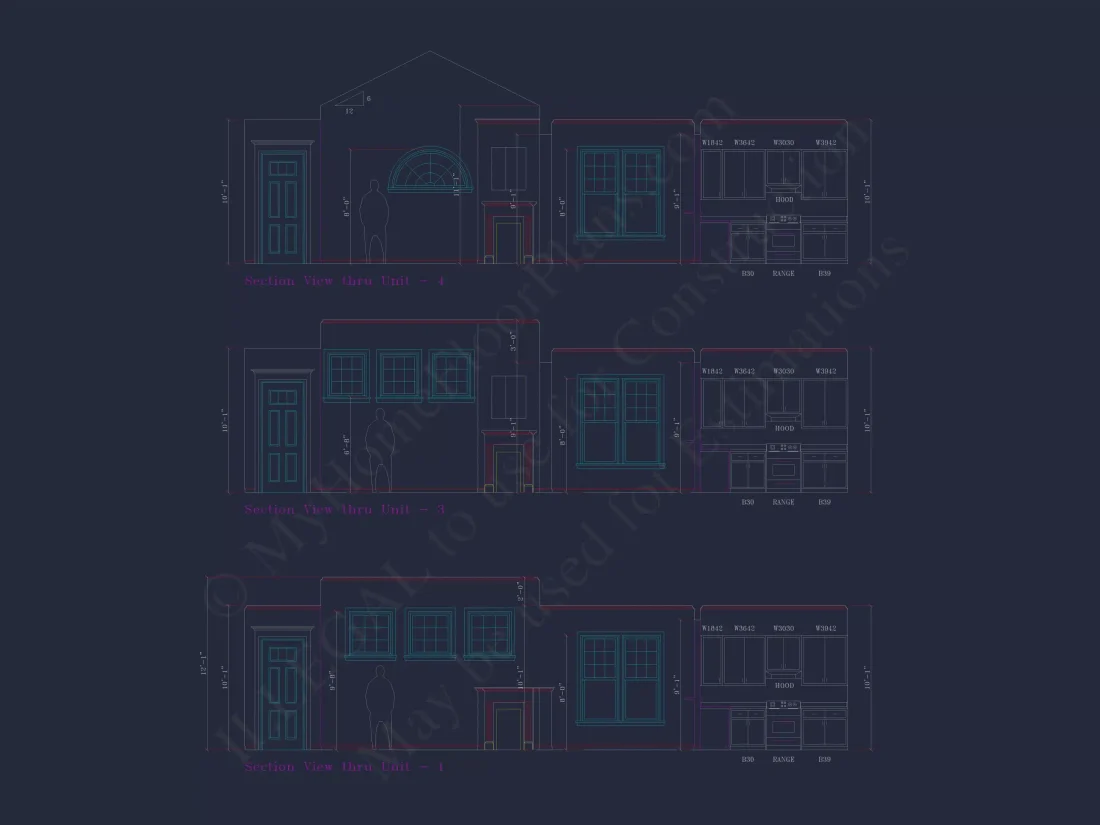 Traditional Suburban & Transitional Colonial Revival 6-Unit Townhome Plan featuring stone and siding exterior • 3 bed • 2.5 bath • 2,100 SF per unit. Open-concept layout, 2-car garages, covered entries, and timeless curb appeal. Includes CAD + PDF files, structural engineering, and an unlimited build license — perfect