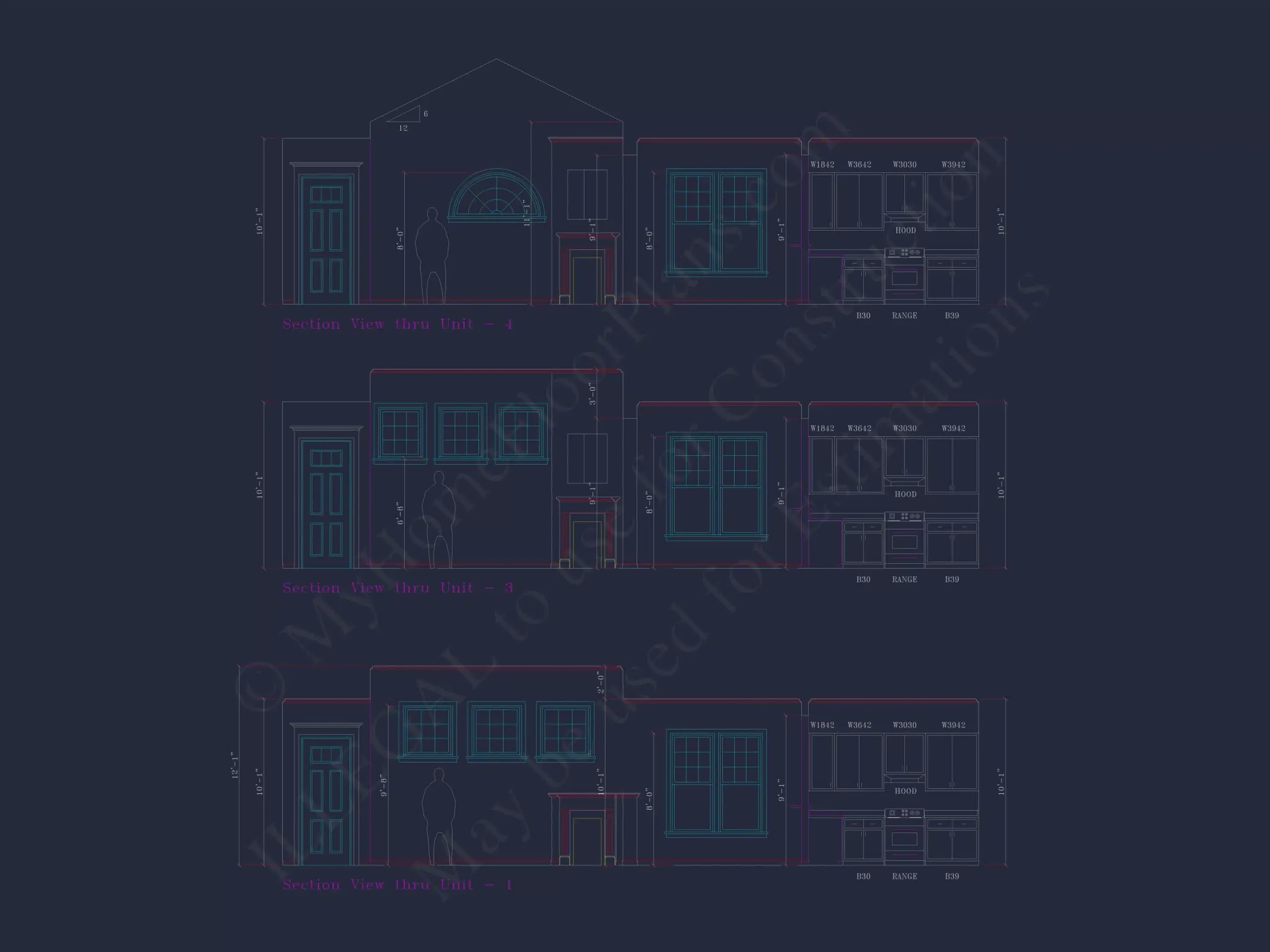 Traditional Suburban & Transitional Colonial Revival 6-Unit Townhome Plan featuring stone and siding exterior • 3 bed • 2.5 bath • 2,100 SF per unit. Open-concept layout, 2-car garages, covered entries, and timeless curb appeal. Includes CAD + PDF files, structural engineering, and an unlimited build license — perfect