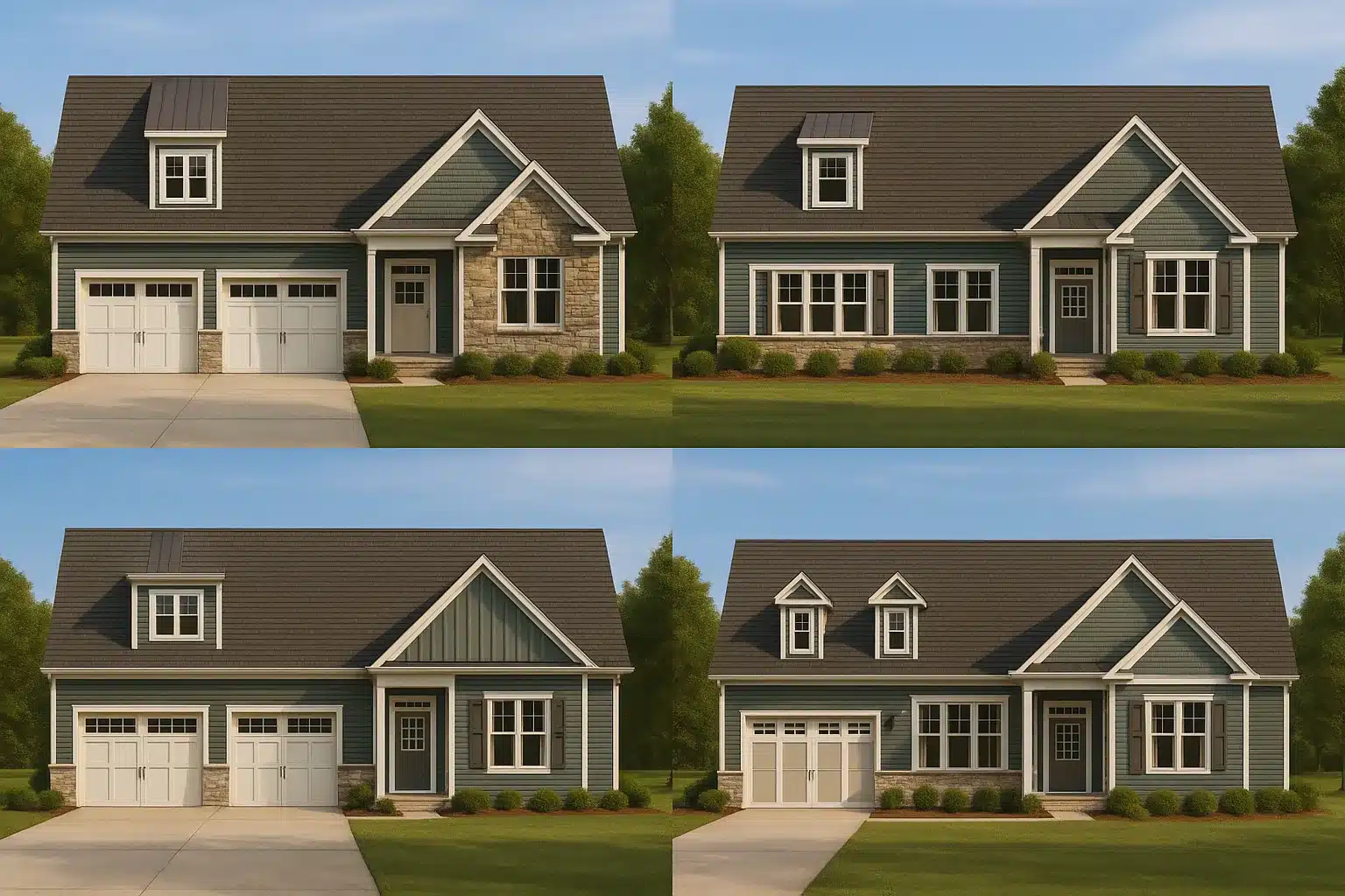 Front elevation of a Traditional Craftsman New American style home featuring board and batten, lap siding, and stone accents