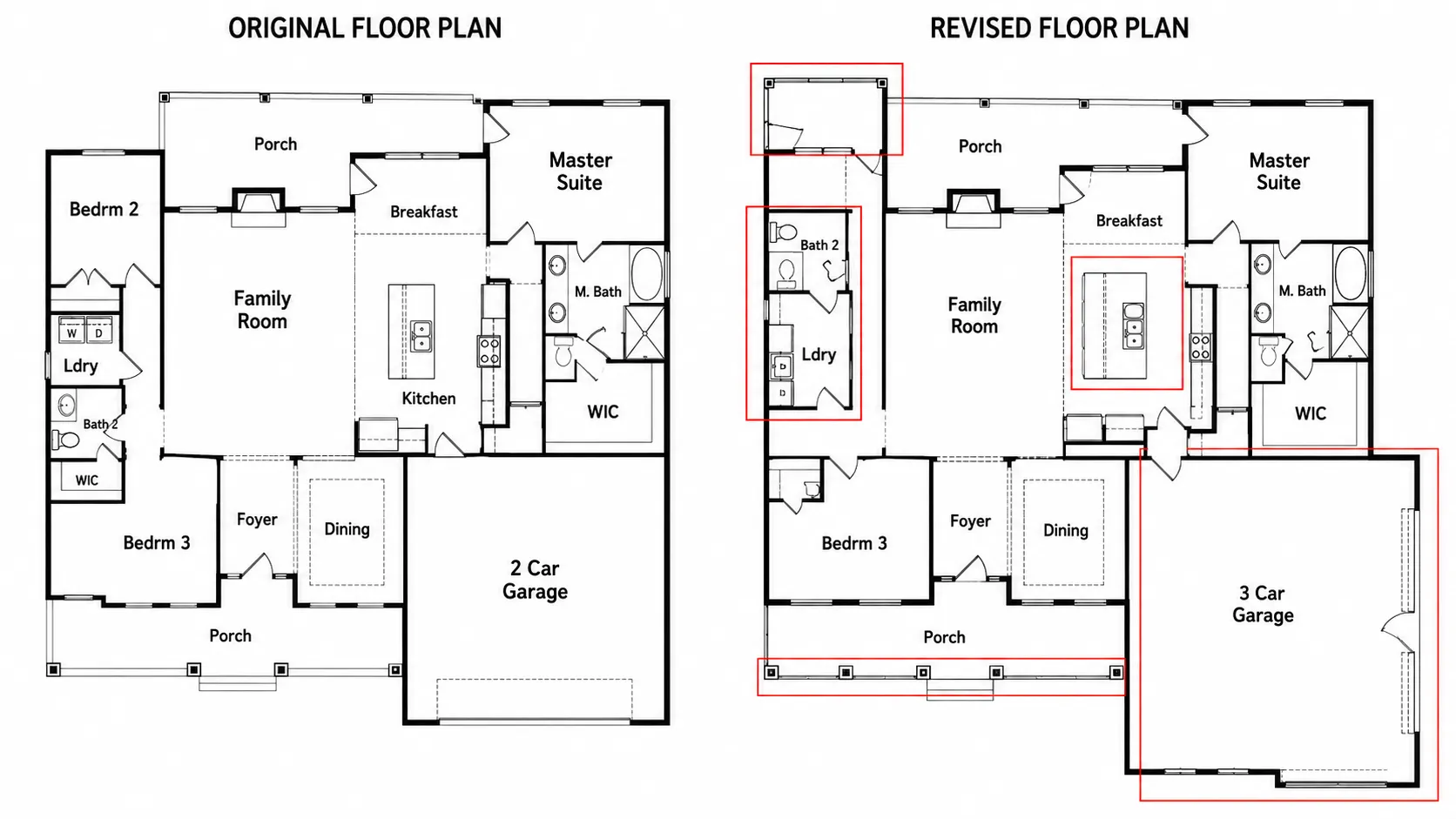 Revised floor plan modification example