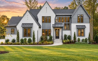 22-1536 HOUSE PLAN - Modern Tudor Farmhouse Home Plan - 4-Bed, 5.5-Bath, 5,950 SF
