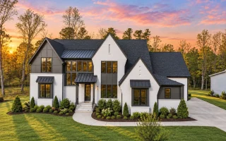 24-1001 HOUSE PLAN - Modern Tudor Home Plan - 4-Bed, 5-Bath, 4,677 SF