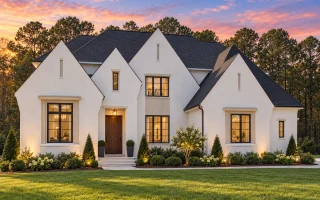 24-1376 HOUSE PLAN - Contemporary Tudor Home Plan - 6-Bed, 5-Bath, 7,103 SF