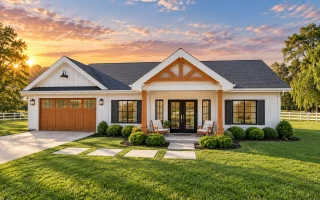 23-1943 HOUSE PLAN - Modern Farmhouse ADU Home Plan - 2-Bed, 2-Bath, 928 SF
