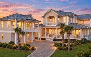 23-1235 HOUSE PLAN - Coastal Luxury Home Plan - 6-Bed, 5-Bath, 6,350 SF