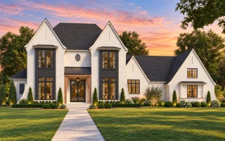 24-1528 HOUSE PLAN - Modern Tudor Home Plan - 3-Bed, 4.5-Bath, 4,741 SF