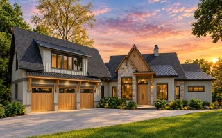 24-1616 HOUSE PLAN - Modern Craftsman Home Plan - 4-Bed, 4.5-Bath, 5,013 SF