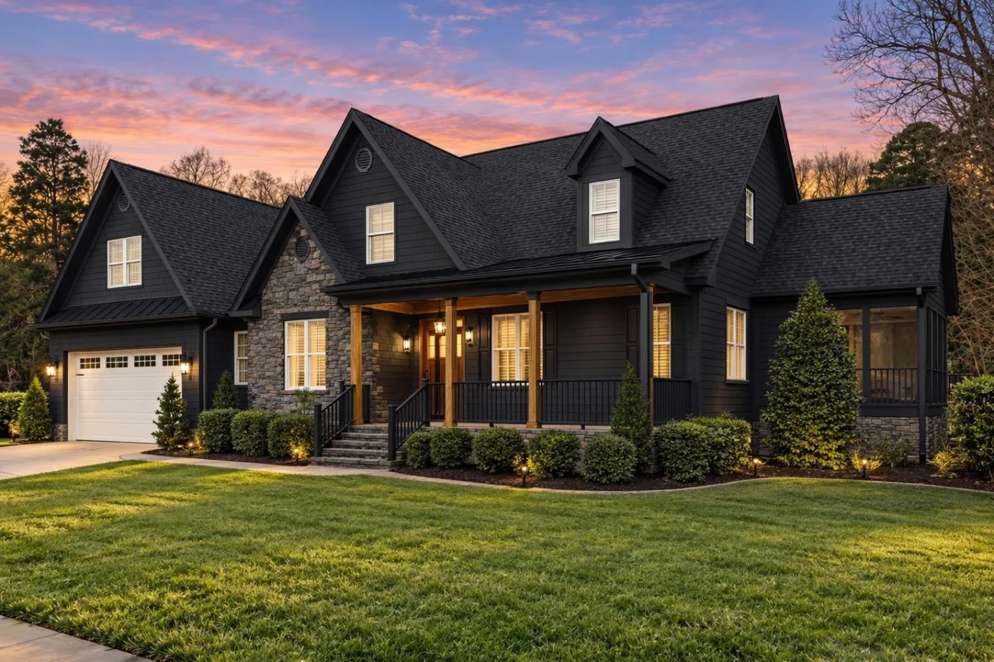 13-1538 HOUSE PLAN – Modern Craftsman Home Plan – 6-Bed, 4.5-Bath, 3,204 SF - Modern Dark, AI-generated exterior concept