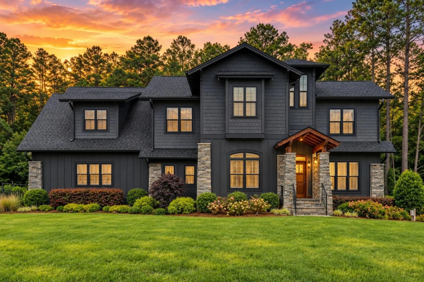13-1863 HOUSE PLAN – Modern Craftsman Home Plan – 4-Bed, 3.5-Bath, 3,568 SF - Modern Dark, AI-generated exterior concept